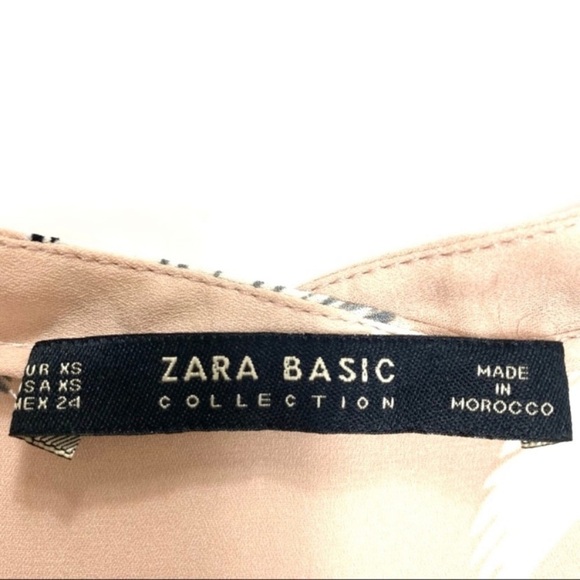 ZARA Crane Bird Print Crape Torch Button up Blouse in Dusty Pink Size XS - Picture 5 of 5